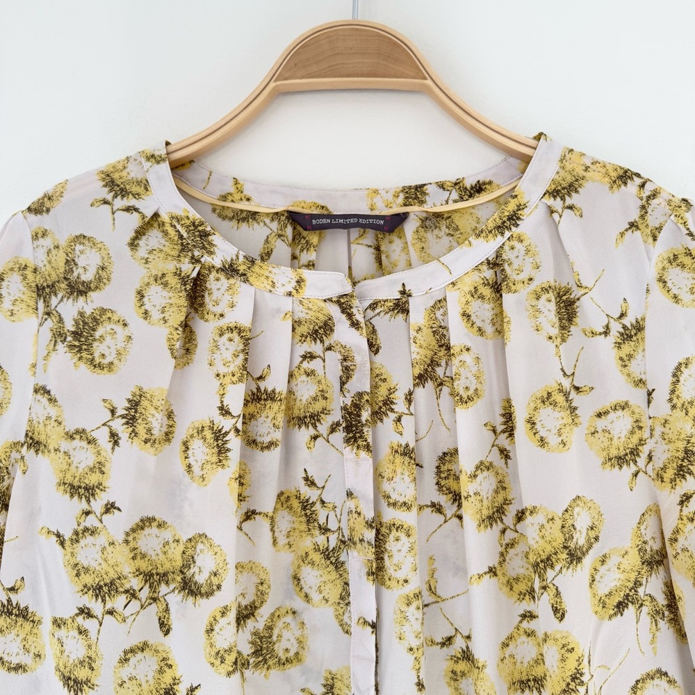 Boden Limited Edition Florence Yellow and Cream Dandelion Floral Top, Sz 10, EUC - Picture 5 of 12